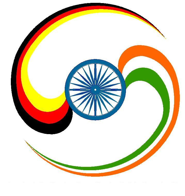 Logo Deutsch-Indische Gesellschaft Stuttgart: Rad mit deutscher und indischer Flagge
